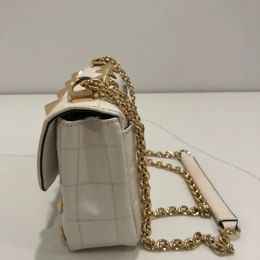 Michael Kors Cream and Gold Studded Crossbody Bag - Picture 3 of 7